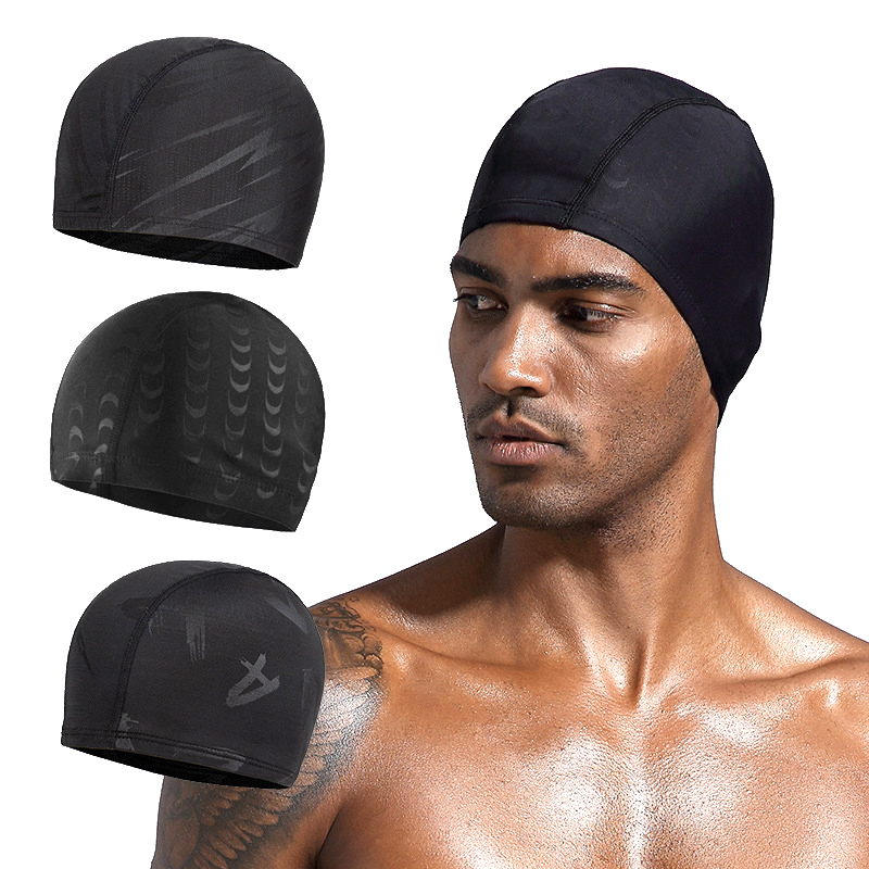 Aquatic Sports Cap - 1pc ナイロン防水スイムキャップ - 男性、女性、家族向けの伸縮性のある耳保護具、水泳トレーニングの必須アクセサリー