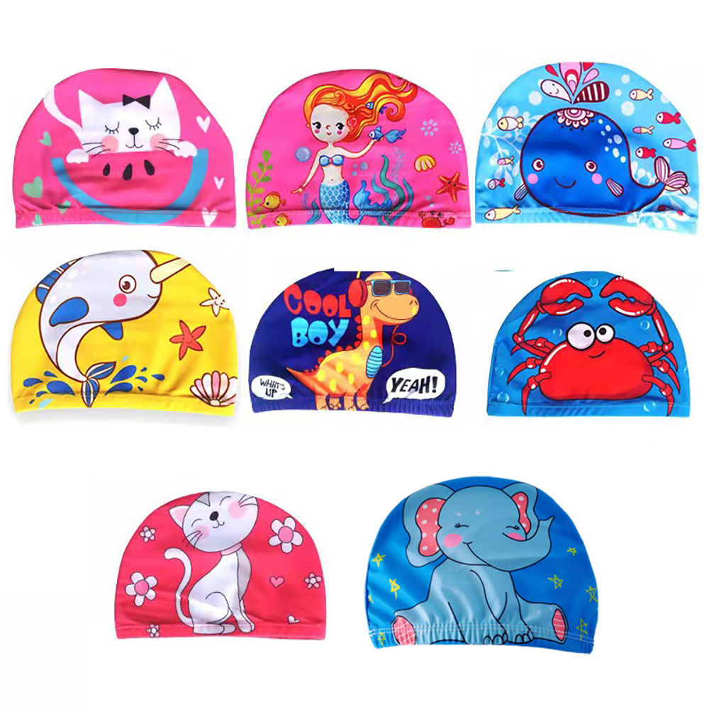 新しいかわいい漫画子供水泳キャップ漫画防水ベビー耳プロテクタ - Aquatic Sports Cap のレビューと価格