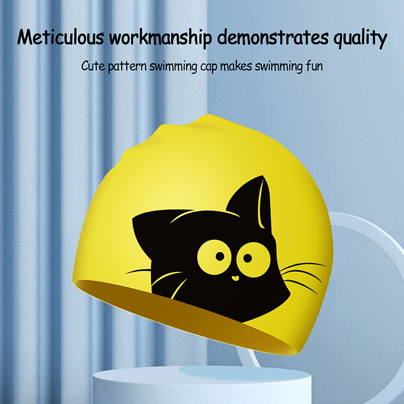 子供用の伸縮性シリコンスイミングキャップ,かわいい猫,長い髪 - Aquatic Sports Cap のレビューと価格