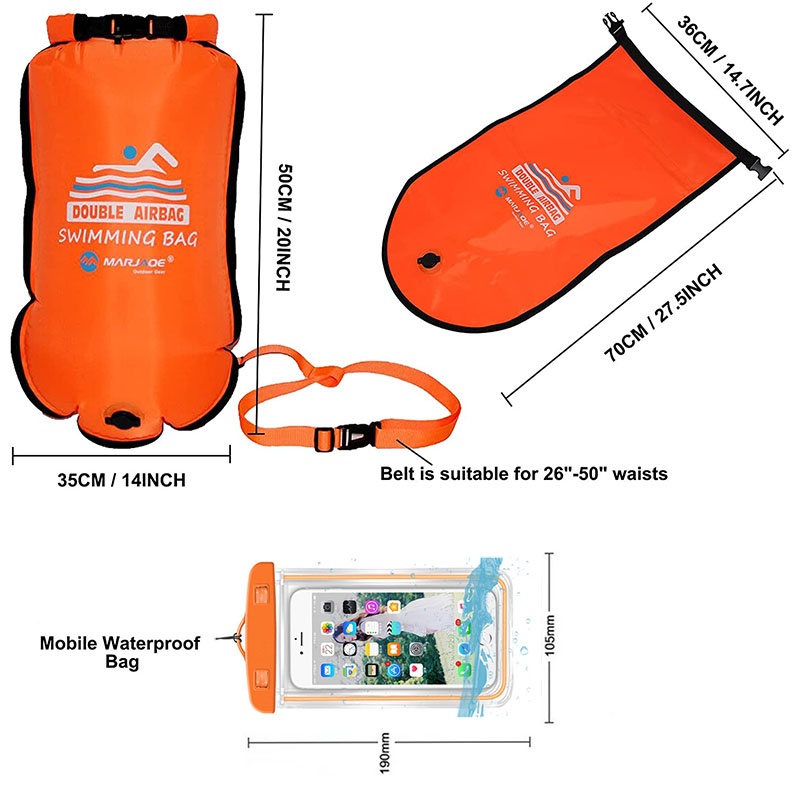 防水インフレータブルスイミングバッグ,電話ポーチ付き水泳バッ - Swim Buoy Open Water のレビューと価格